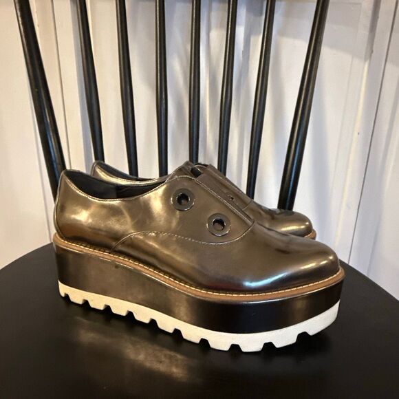 Donna Karan uri pewter metallic platform oxford size 8.5 - Picture 10 of 12